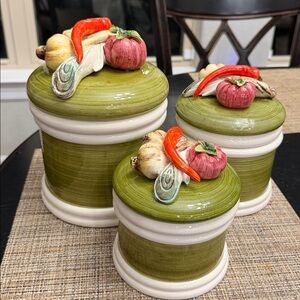 Arnart 5th Ave Garden Harvest Hand Painted Ceramic Canister Set